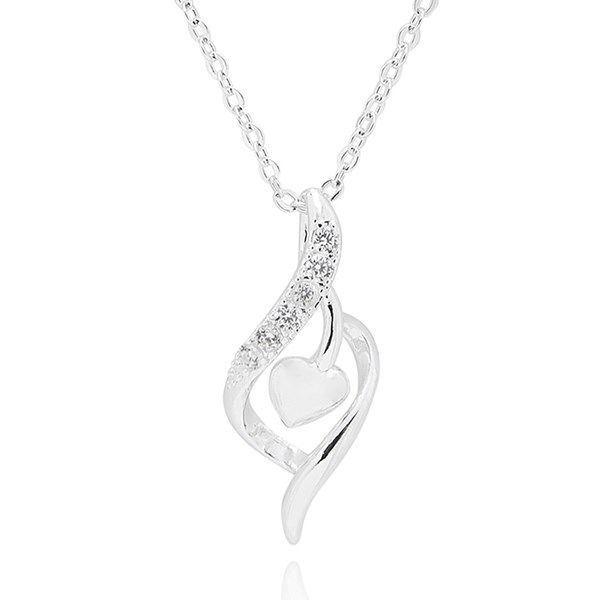 Equilibrium Gift Set Silver Plated Heart Teardrop Necklace & Earrings
