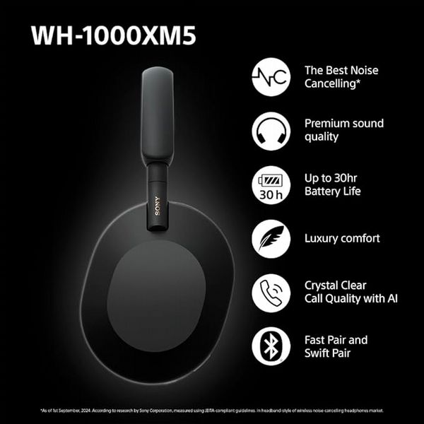 WH-1000XM5 Wireless Noise Cancelling Headphones Blk