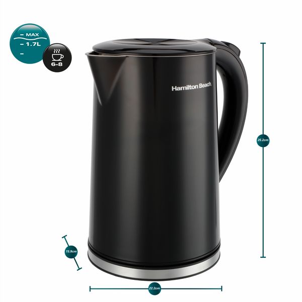HAMILTON BEACH KETTLE AND TOASTER SET FLEXI CONTROL COLLECTION BLACK