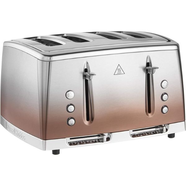 Russell Hobbs Eclipse Breakfast Bundle - Silver & Copper Kettle & 4 Slice Toaster