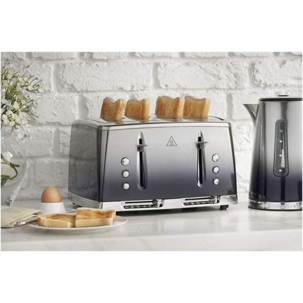 Russell Hobbs Eclipse Breakfast Bundle - Midnight Blue Kettle and 4 Slice Toaster