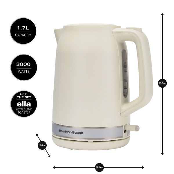 Hamilton Beach Ella Kettle & 2 Slice Toaster Bundle Latte