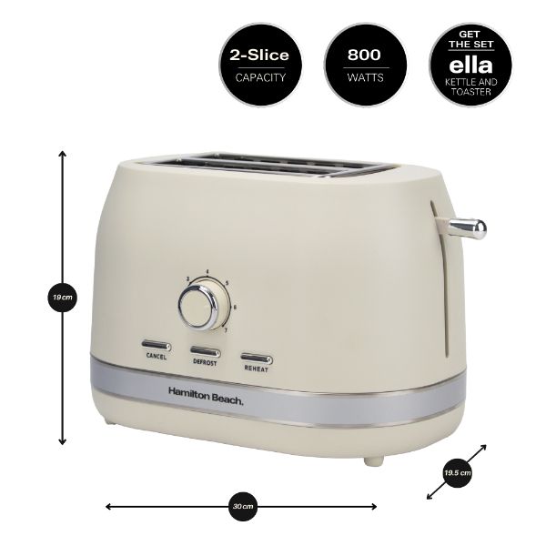Hamilton Beach Ella Kitchen Bundle Latte - Kettle,  2 Slice Toaster & Cream Microwave