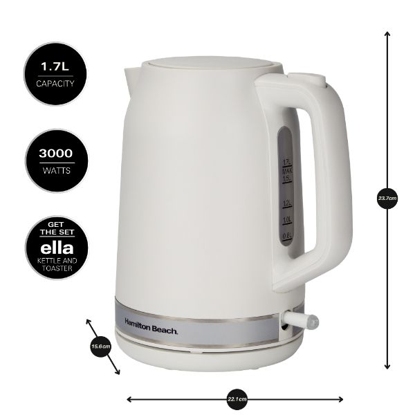 Hamilton Beach Ella Kettle & 2 Slice Toaster Bundle White
