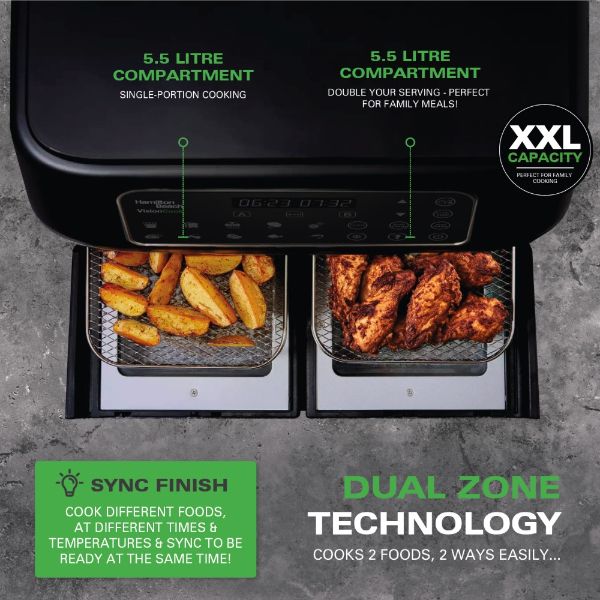 Hamilton Beach Visioncook Dual Airfryer, Digital Airfryer Oven - 11L