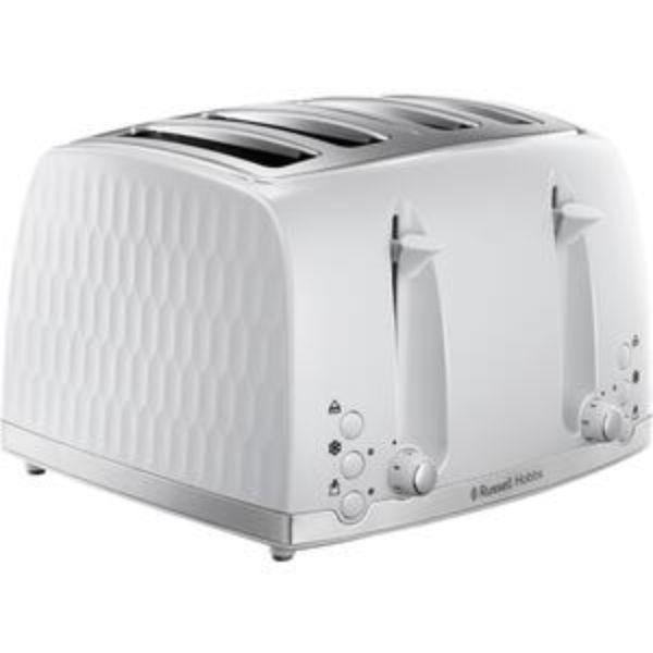 Russell Hobbs Honeycomb Breakfast Bundle White - Kettle & 4 Slice