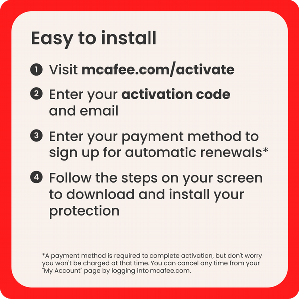 McAfee Total Protection  1 Device,  1 Year - Automatic Renewal - Digital Download