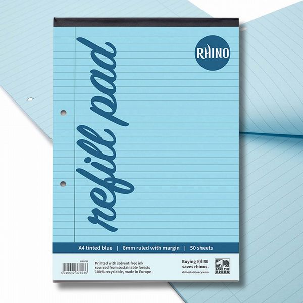 RHINO A4 Special Refill Pad 50 Leaf, Blue Tinted Paper, F8M