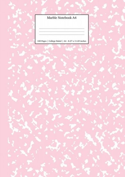 Marble Notebook A4: Pastel Pink College Ruled Journal