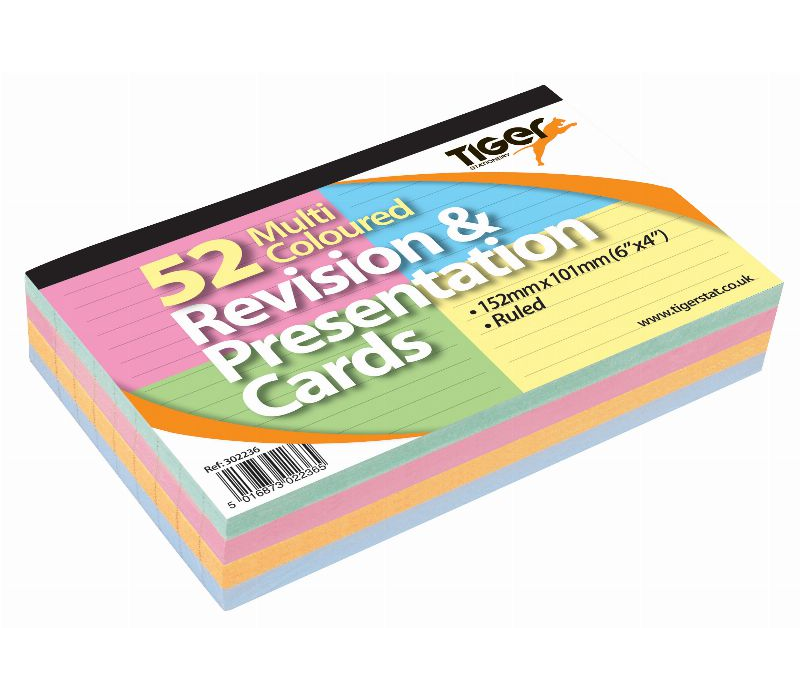 Tiger 52 Multi Coloured 6�x4� Revision & Presentation Cards