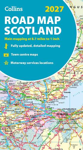 2027 Collins Road Map of Scotland: Folded Road Map