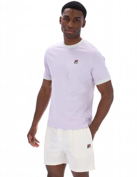 Fila Marconi Mens Essential Ringer Tee-Misty Lilac/Dawn Blue