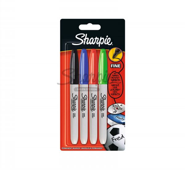 Sharpie Markers - Fine - Pack of 4 Assorted Colours