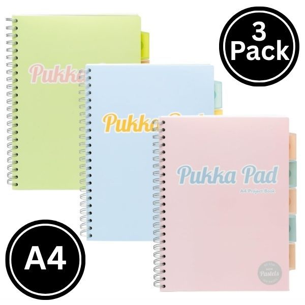 Pukka Pastel A4 - 3 Pack Assorted Colours