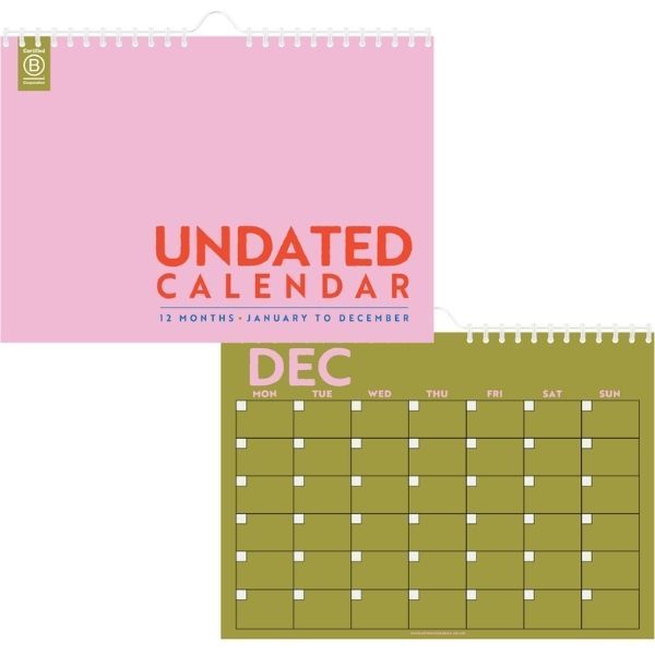 A4 Undated Monthly Calendar | Colourburst | Start any month