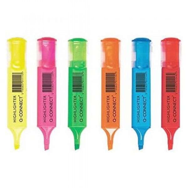 Q-Connect Highlighter Pens Assorted Wallet of 6