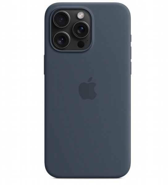 Apple Case for iPhone 15 Pro Silicone with MagSafe - Storm Blue