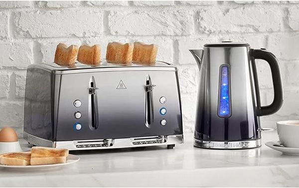 Russell Hobbs Eclipse Breakfast Bundle - Midnight Blue Kettle and 4 Slice Toaster