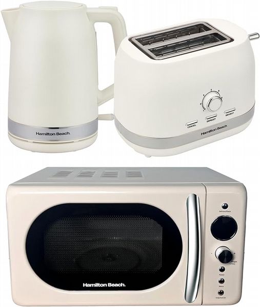 Hamilton Beach Ella Kitchen Bundle Latte - Kettle,  2 Slice Toaster & Cream Microwave
