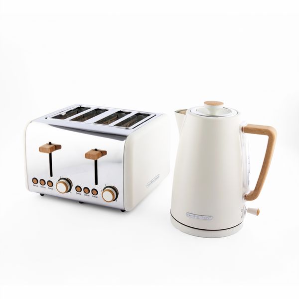 HAMILTON BEACH KETTLE and TOASTER SET SCandI COLLECTION CREAM