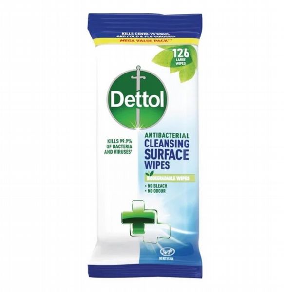 Dettol Antibacterial Surface Cleaning Wipes (Pack of 126)